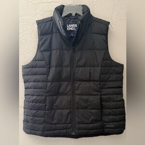 Lands' End Women Black Puffer Vest, Sz XL/18